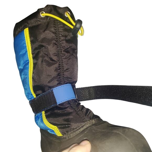 SOREL Big Kids Size 3 Flurry Snow Boot Black Super Blue Hook Loop - Picture 7 of 12